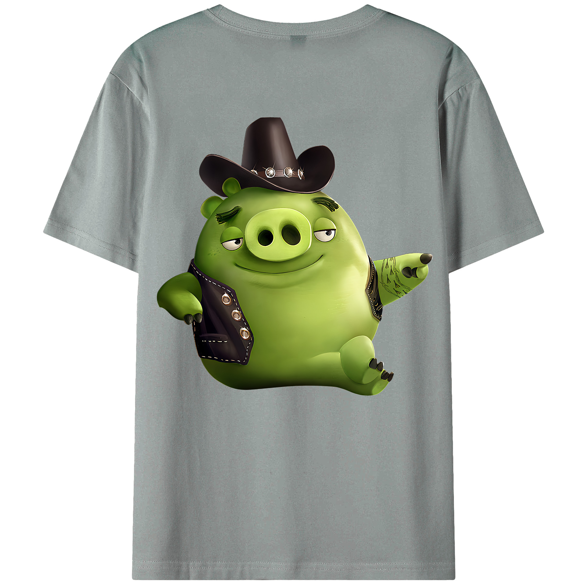 （画像用） Angry Birds アングリーバード 綿100％ メンズ半袖Tシャツ（バックプリント） 通気性